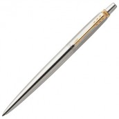 Ручка шариковая PARKER "Jotter Core Stainless Steel GT", корпус серебро, позолота, синяя, 1953182