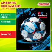 Дневник 1-11 класс 40 л., на скобе, ПИФАГОР, обложка картон, "Футбол", 107136