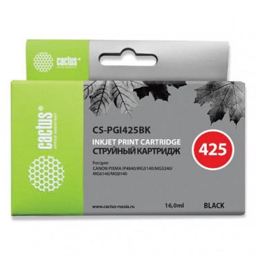 Картридж струйный CACTUS (CS-PGI425BK) для CANON Pixma MG5140/MG5240/MG6140/MG8140, черный