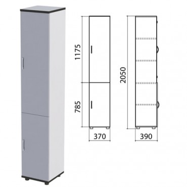 Шкаф закрытый "Монолит", 370х390х2050 мм, цвет серый (КОМПЛЕКТ)