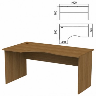 Стол эргономичный "Арго", 1600х900х760 мм, левый, орех (КОМПЛЕКТ)