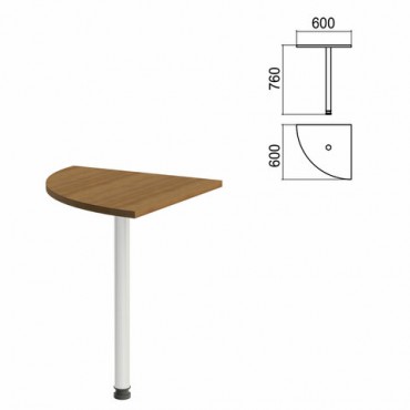 Стол приставной угловой "Арго", 600х600х760 мм, орех/опора хром (КОМПЛЕКТ)