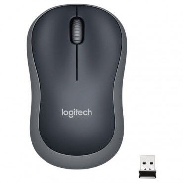 Мышь беспроводная LOGITECH M185, 2 кнопки + 1 колесо-кнопка, оптическая, черно-серая, 910-002238